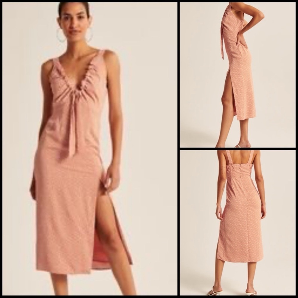 Abercrombie and Fitch Cinch Front Romantic Feminine Side Slit Midi Dress Size S